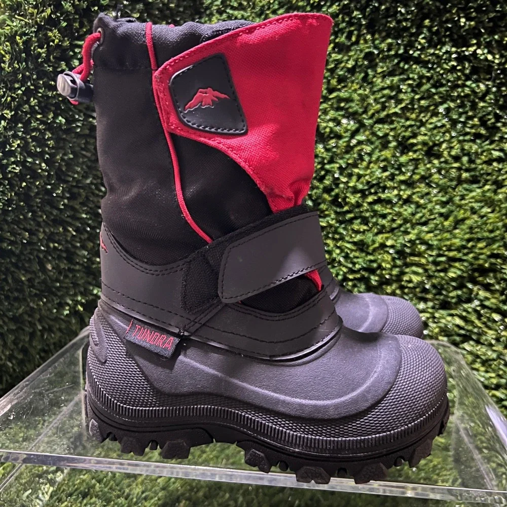 Tundra Quebec Wide Snow Boot Size 13 Little Kid Black/Red Winter Waterproof